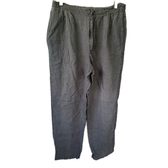 Kathleen Sommers Women's 100% Linen Front Zip Elastic Back Trouser Pants S - Picture 1 of 6